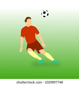 Control Incoming Ball Football Player Vector Illustration