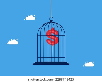 Controlar la inflación. Limitar o bloquear dólares en la jaula. concepto de finanzas e inversión