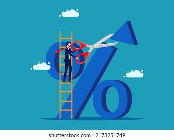 Control interest. The decrease in interest rates. financial concept vector