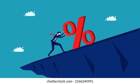 Control Interest Rate Adjustments Due To Rising Inflation. Business People Push Up Percentage. Business Concept Vector