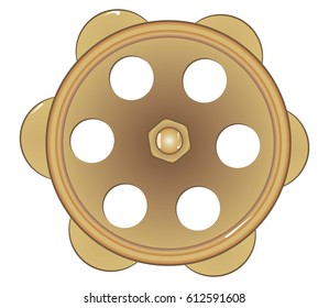 The control knob is an old bronze water tap. Vector illustration.
