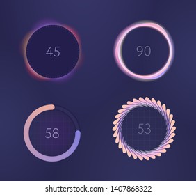 Control knob used for regulating. Dashboard UI and UX Kit. Control center design. Progress bar. Temperature control. Eps 10.