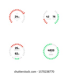 Control knob used for regulating. Dashboard UI and UX Kit. Control center design. Progress bar. Temperature control. Eps 10.