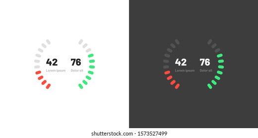 Control knob used for regulating. Dashboard UI and UX Kit. Control center design. Progress bar. Temperature control. Eps 10.