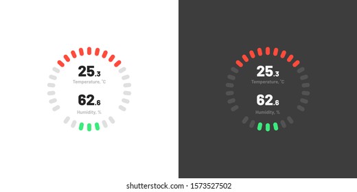 Control knob used for regulating. Dashboard UI and UX Kit. Control center design. Progress bar. Temperature control. Eps 10.