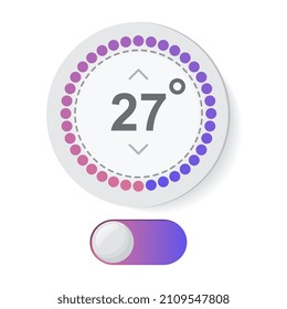Control knob used for regulating. Dashboard UI and UX Kit. Control center design. Progress bar. Temperature control.