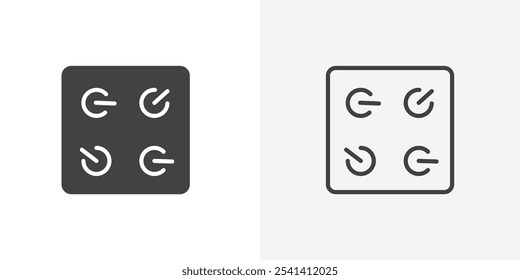 Ícone de botões de controle design de conjunto simples e plano