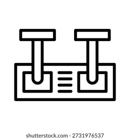 Control Lever line icon. Outline vector illustration with editable stroke, isolated on white background. Suitable for aviation, travel, web, mobile app, and UI design.