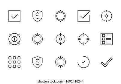 Einstellung der Zeilensymbole. Schlagt Vektorillustrationen für trendiges Design. Einfache Piktogramme für mobile Konzepte und Web-Apps. Vektorillustration-Zeilensymbole einzeln auf weißem Hintergrund. 
