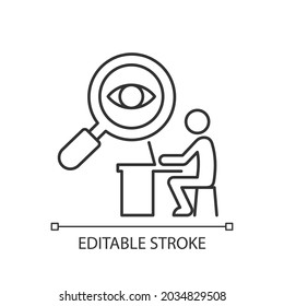 Control Linear Icon. Boost Employee Productivity. Better Performance. Feedback And Recognition. Thin Line Customizable Illustration. Contour Symbol. Vector Isolated Outline Drawing. Editable Stroke.