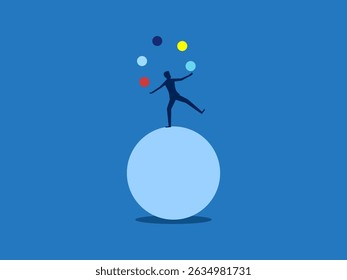 Controle ou controle as emoções, Empresário jogando uma bola de emoções enquanto equilibra