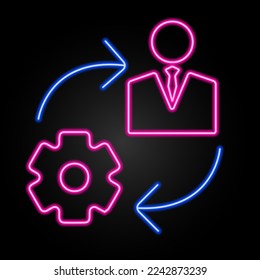 control manager neon sign, modern glowing banner design, colorful modern design trends on black background. Vector illustration.