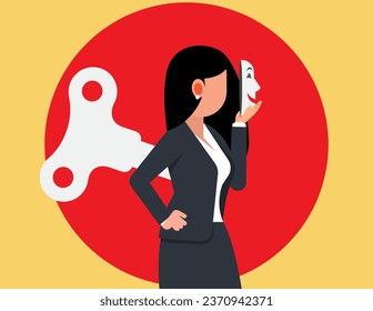 Control manipulation and marionette concept. Bright smile that emerged from the mask