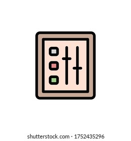 Steuerung, Fertigungssymbol. Einfache Farbe mit umrissenen Vektorelementen von Produktions-Icons für i und ux, Website oder mobile Anwendungen
