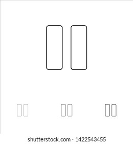 Control, Media, Pause, Video Bold and thin black line icon set