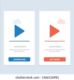 Control, Media, Play, Video  Blue and Red Download and Buy Now web Widget Card Template. Vector Icon Template background