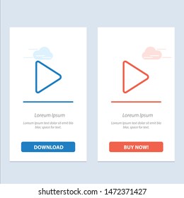 Control, Media, Play, Video  Blue and Red Download and Buy Now web Widget Card Template