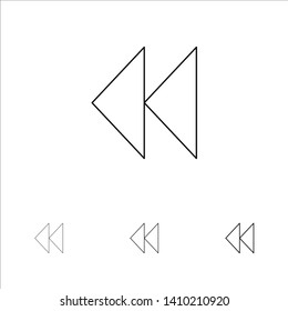 Control, Media, Rewind, Video Bold and thin black line icon set
