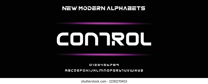 CONTROL Modern Bold Font. Regular Italic Number Typography urban style alphabet fonts for fashion, sport, technology, digital, movie, logo design, vector illustration