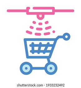 control of movement of carts color icon vector. control of movement of carts sign. isolated symbol illustration