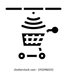 Kontrolle der Bewegung der Karren Symbol Vektorgrafik. Kontrolle der Bewegung des Zeichens von Karren. isoliertes Kontursymbol