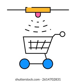 control of movement of carts line icon vector. control of movement of carts sign. isolated symbol illustration