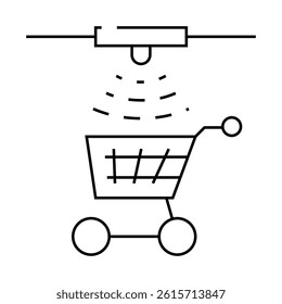 control of movement of carts line icon vector. control of movement of carts sign. isolated contour symbol black illustration