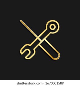 -Steuerelement, Optionen, Präferenzen Gold-Symbol. Vektorillustration-Illustration auf goldenem dunklem Hintergrund