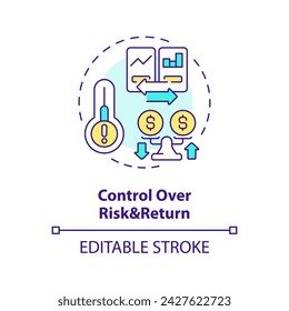 Control over risk and return multi color concept icon. Safer, lower-interest loans. P2P lending platforms. Round shape line illustration. Abstract idea. Graphic design. Easy to use in marketing