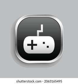 Symboldesign des Steuerungspads. Glossy Button-Stil abgerundetes Rechteck einzeln auf grauem Hintergrund. Vektorgrafik