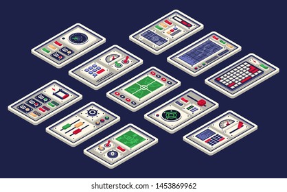 Control panel and devices of a spacecraft or scientific and technical station.