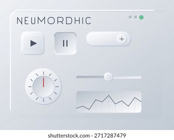 Un panel de control muestra Botones para reproducir y pausar junto con un control deslizante de volumen, un temporizador y un gráfico que muestra la actividad. El diseño es limpio y sencillo, centrándose en la funcionalidad.