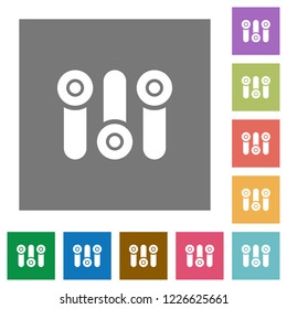 Control panel flat icons on simple color square backgrounds