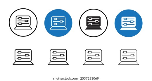 Icono del panel de control Conjunto de logotipo de Vector de arte de línea negra