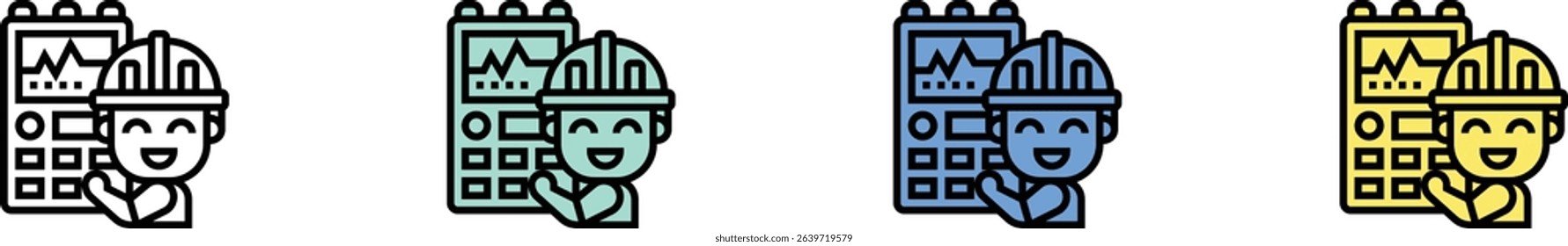 control panel icon. Outline, Green, Blue and Yellow Style Design Isolated On White Background