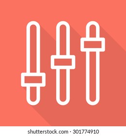 Control panel icon - vector , eps10 (line icon, long shadow)