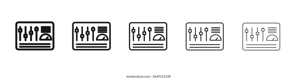 Control panel icon vector outline set illustration sign