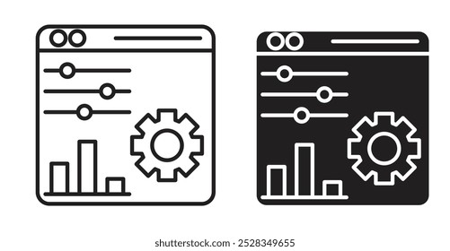 Control panel icons. Vector set in filled and line style.
