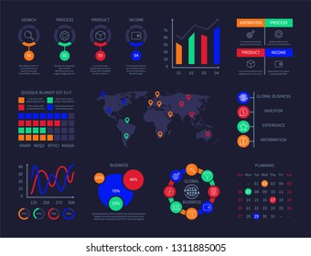 Control panel infographic charts analysis technology hud interactive info chart data user interface diagrams graph technology ui icon line  timeline map  slow chart vector infographics