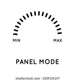 Control panel mode icon. Volume, bass, power, saturation, strength, cold, heat, magnification. Vector sign in simple style isolated on white background.