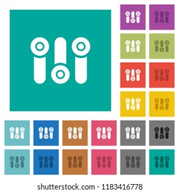 Control panel multi colored flat icons on plain square backgrounds. Included white and darker icon variations for hover or active effects.