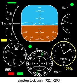 Control panel in a plane cockpit