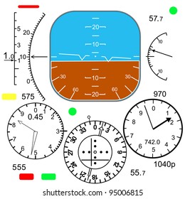 Control panel in a plane cockpit. Rasterized version also available in portfolio.