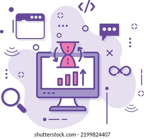 Control Panel Resource Usage Stats Or Insights Stock Illustration, Web Site Traffic Statistics And Analytics Graph Concept Vector Icon Design, Cloud Computing And Internet Hosting Services Symbol, 