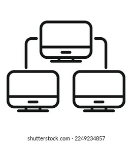 Control pc network icon outline vector. Data system. Monitor plan