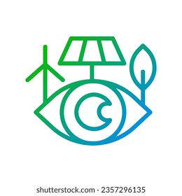 Control del icono de vector lineal de gradiente perfecto de generación de potencia. Fuentes alternativas y cuidado de la naturaleza. Símbolo de color de línea delgada. Pictograma de estilo moderno. Dibujo de contorno aislado del vector