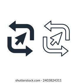 Control and replace arrow. Change direction, search settings.Vector linear icon illustration isolated on white background.