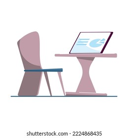 Control room with special equipment for engineers to monitor operations flat vector illustration. Technology, cybersecurity concept for banner, website design or landing web page