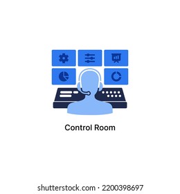 Control Room Vector art on white background.