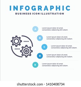 Control, Setting, Gear, Setting Line icon with 5 steps presentation infographics Background